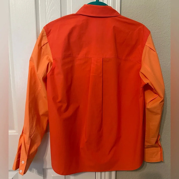 Derek Lam 10 Crosby coral two-tone long sleeve shirt with pleated detail nwt - Picture 7 of 10